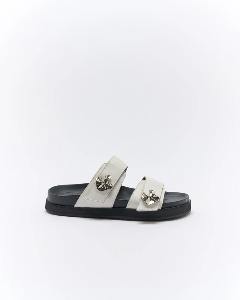Walnut Melbourne - Monroe Leather Slide - Off White