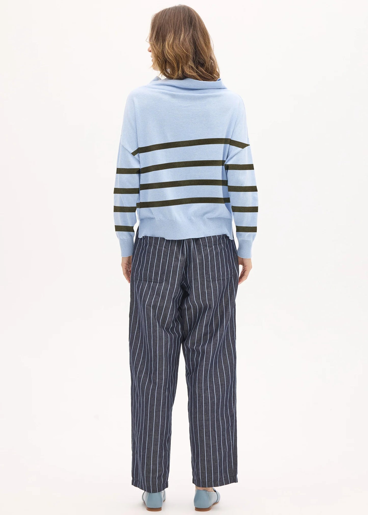 Pol Clothing - Rowan Drawcord Knit - Blue Green