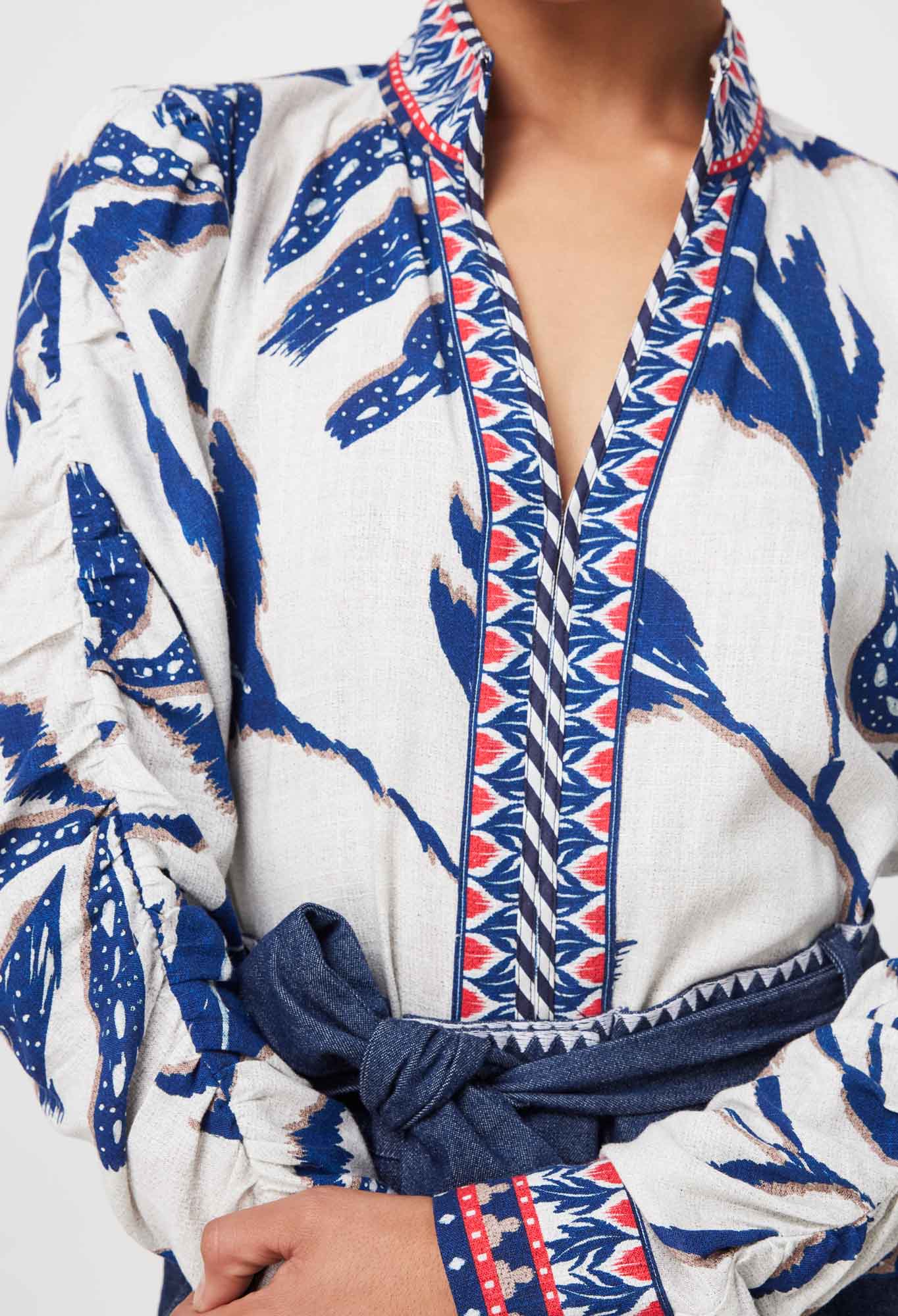 Once Was - Pavillion Linen Viscose Shirt - Palm Shadow