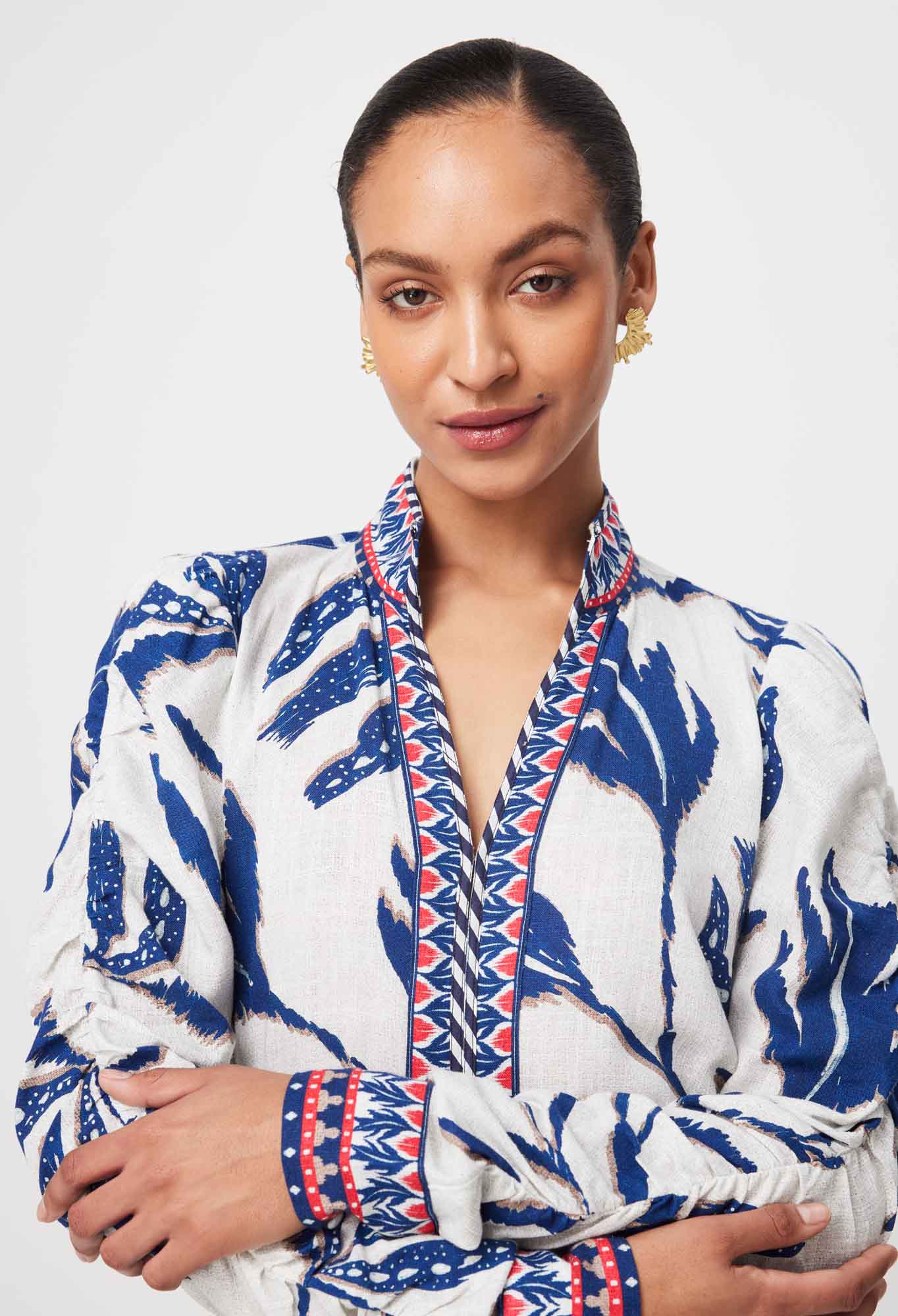 Once Was - Pavillion Linen Viscose Shirt - Palm Shadow