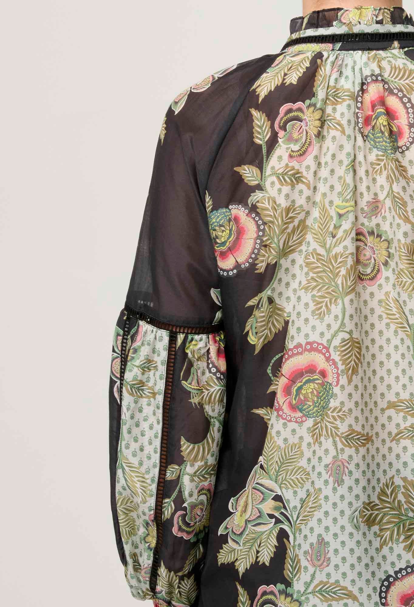 Once Was - Espada Cotton Silk Blouse - Mariposa Nero