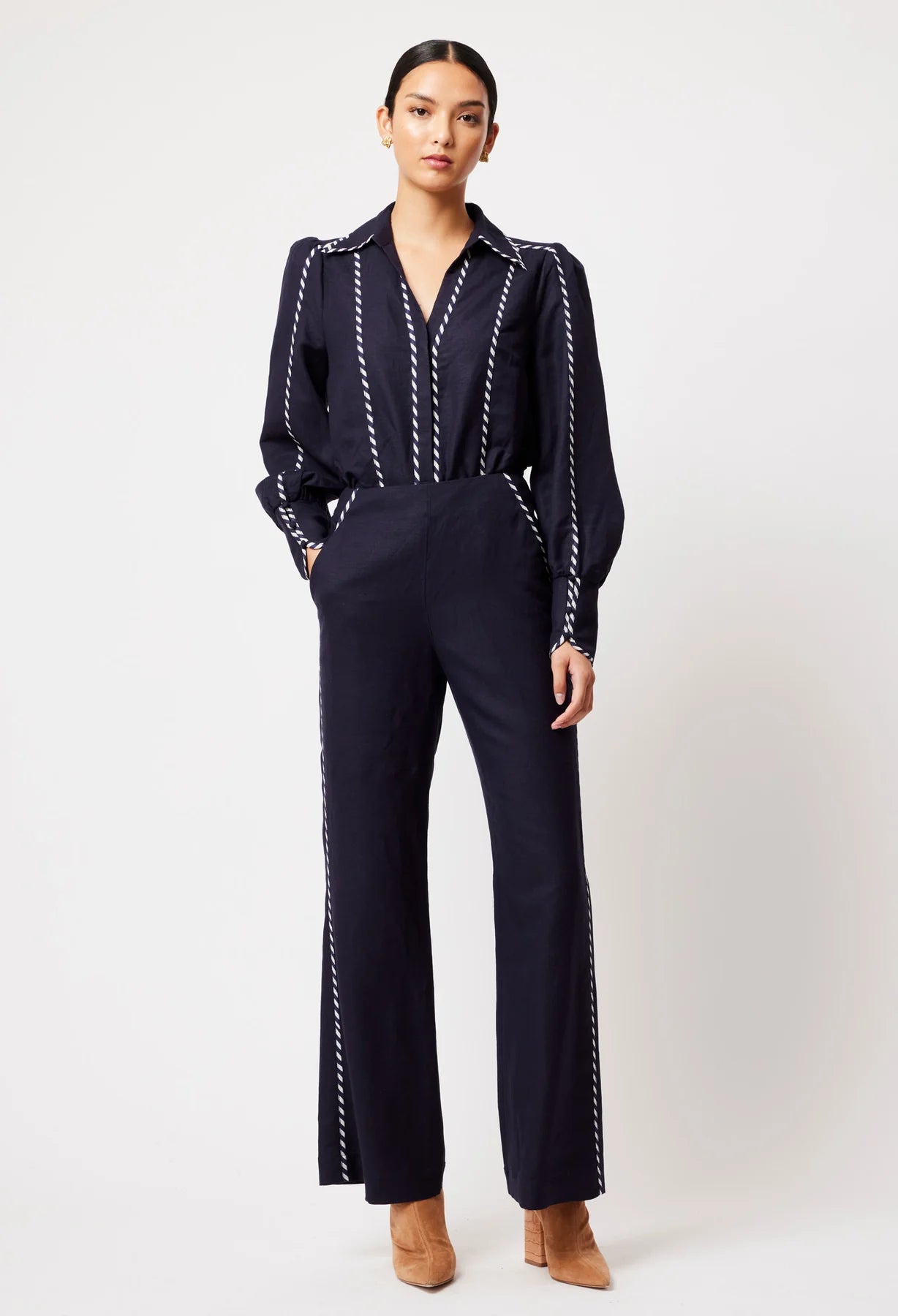 Once Was - Ceres Linen Viscose Pant - Ink