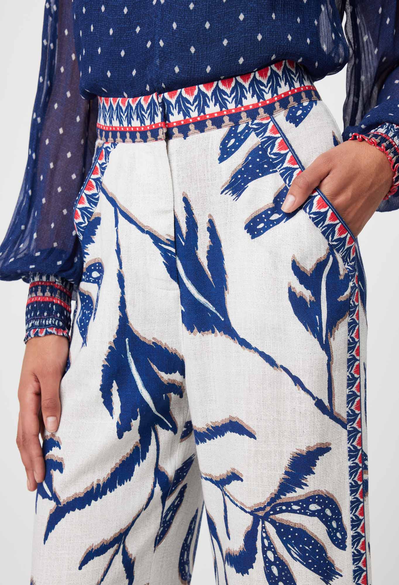 Once Was - Eudora Linen Viscose Pant - Palm Shadow