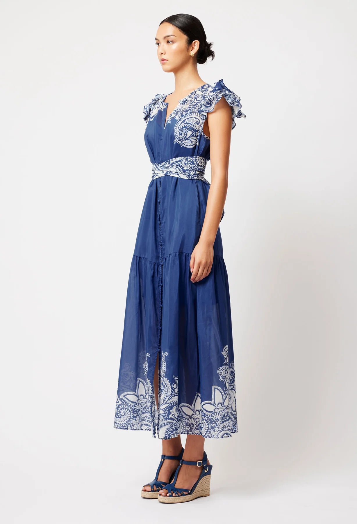 Once Was - Paradiso Cotton Silk Dress - Nautique Paisley