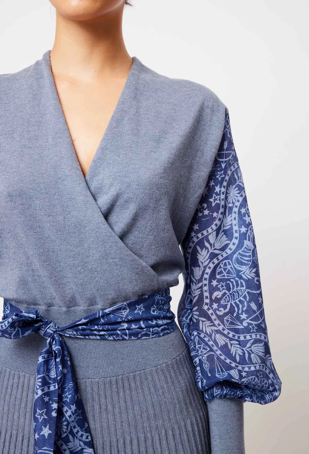 Once Was - Lyra Merino Wool Knit Dress - Storm/ Zodiac Print