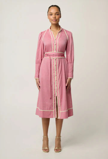 Once Was - Isla Cotton Chambray Dress - Blush Chambray