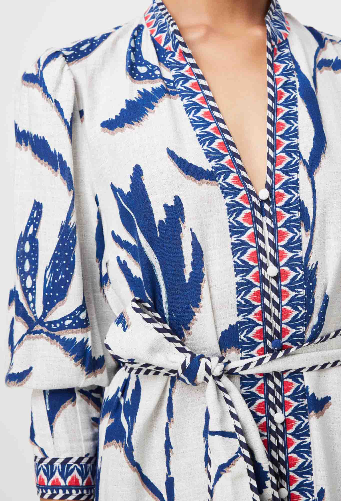 Once Was - Eudora Linen Viscose Dress - Palm Shadow