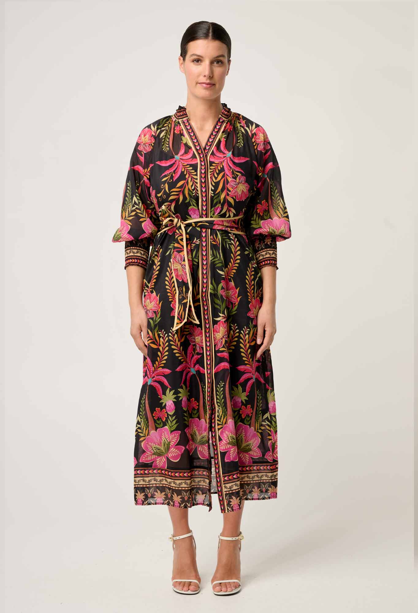 Once Was - Carmen Silk Cotton Maxi Dress - Anthos Lotos
