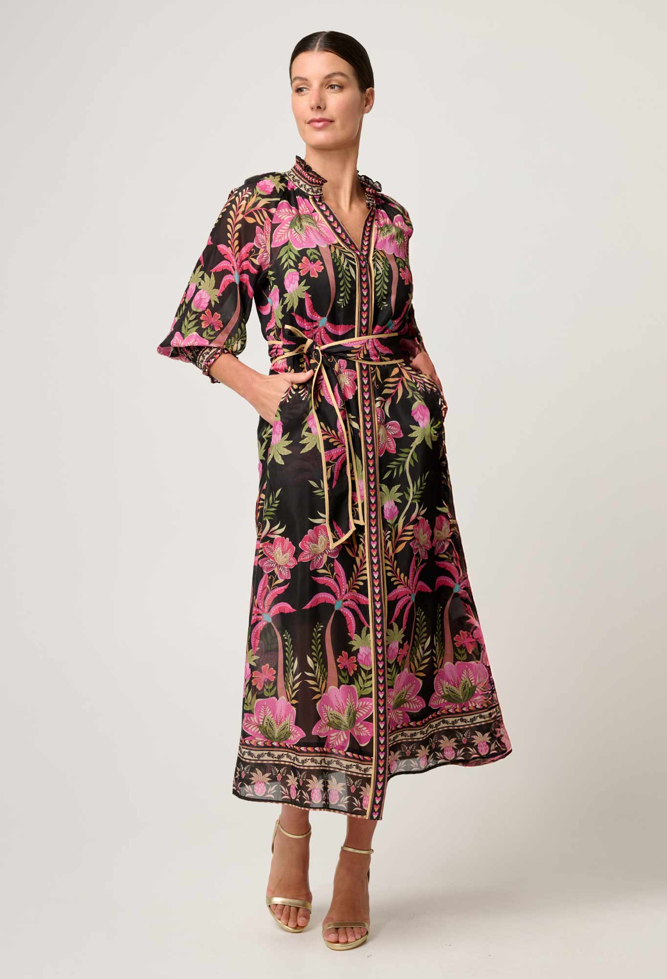 Once Was - Carmen Silk Cotton Maxi Dress - Anthos Lotos