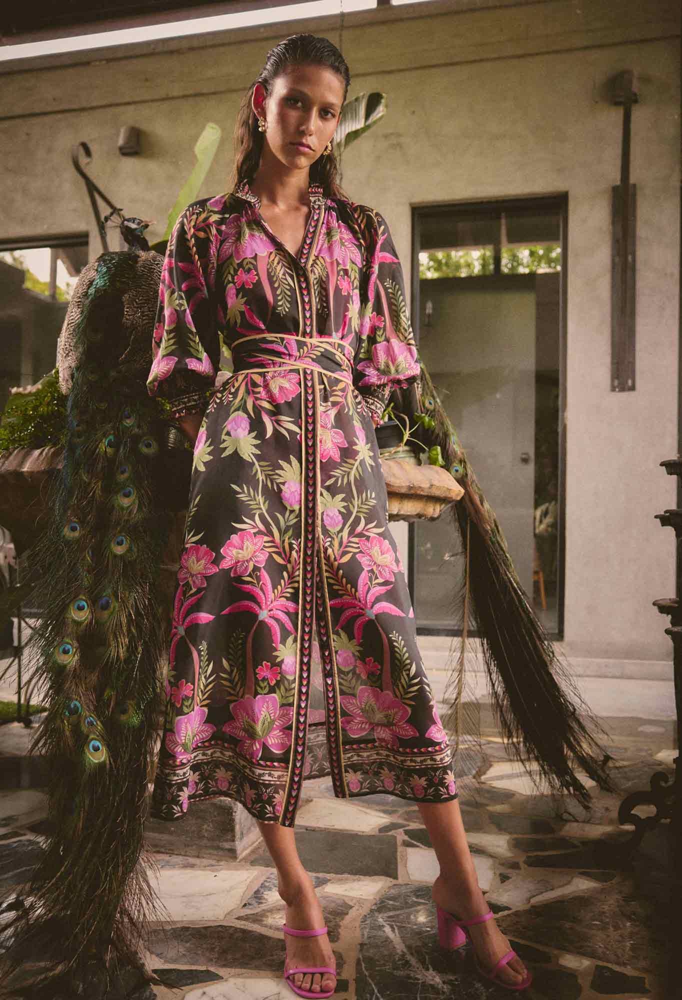 Once Was - Carmen Silk Cotton Maxi Dress - Anthos Lotos