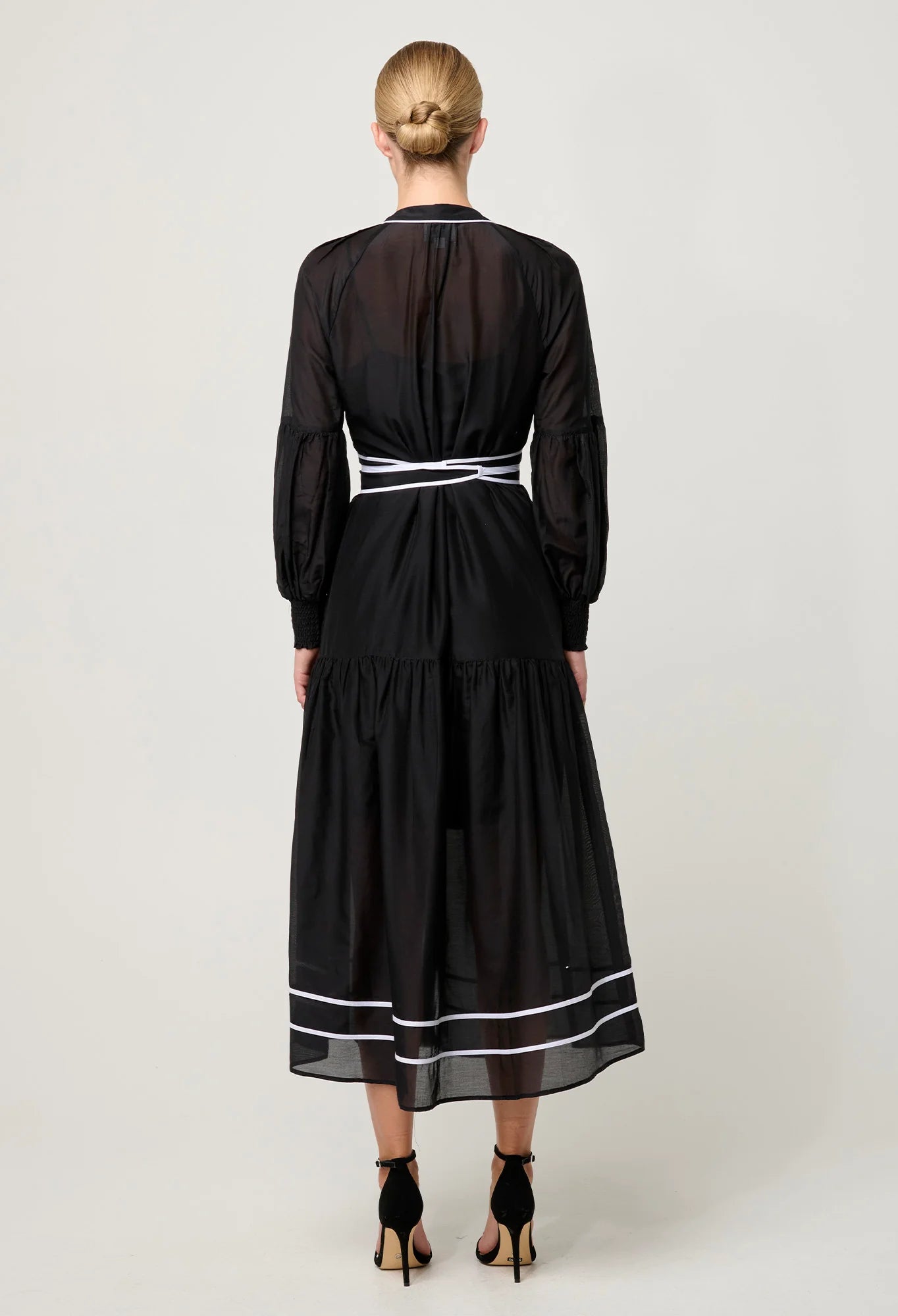Once Was - Catalina Embroidered Cotton Silk Maxi Dress - Black Flores