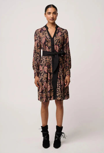 Once Was - Cecilia Pearl Embellished Linen Dress - Dark Tropique
