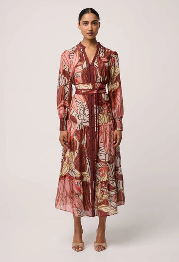 Once Was - Liliana Cotton Silk Printed Maxi Dress - Cathedral Botanic