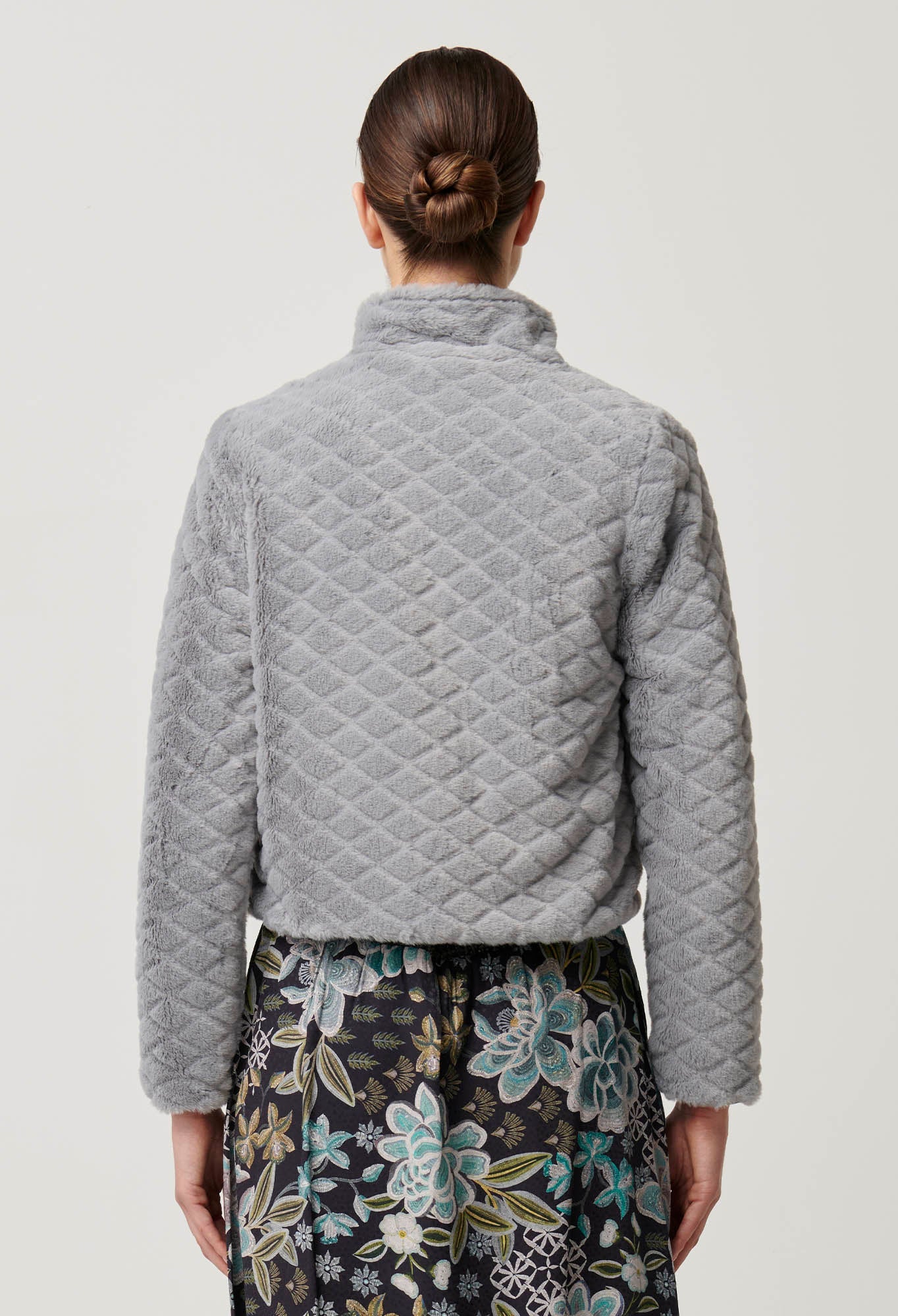 Once Was - Rylie Reversible Placement Print Ponte & Faux Fur Jacket - Dahlia Fields