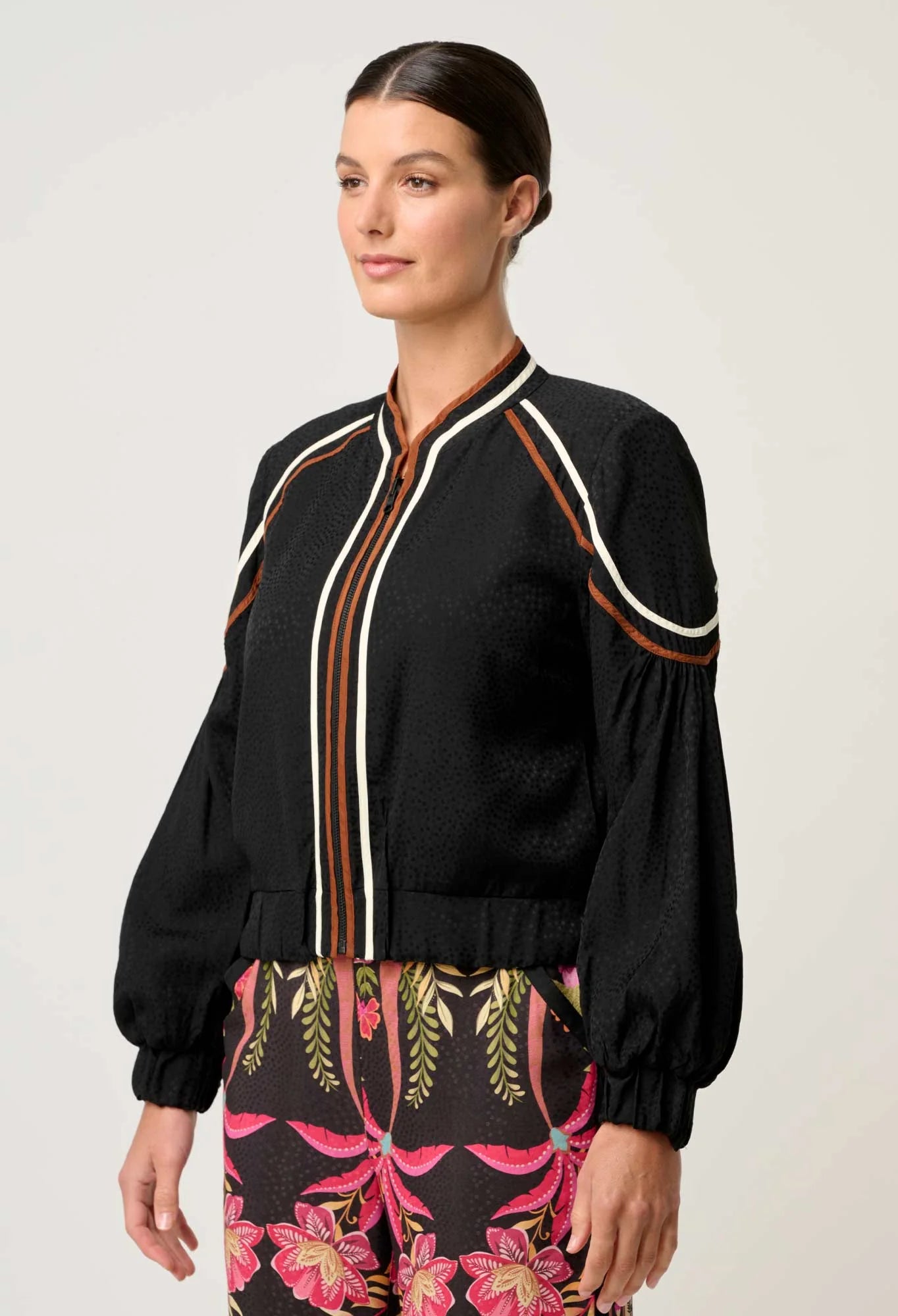 Once Was - Arabella Reversible Viscose Jacket - Anthos Lotos/Black