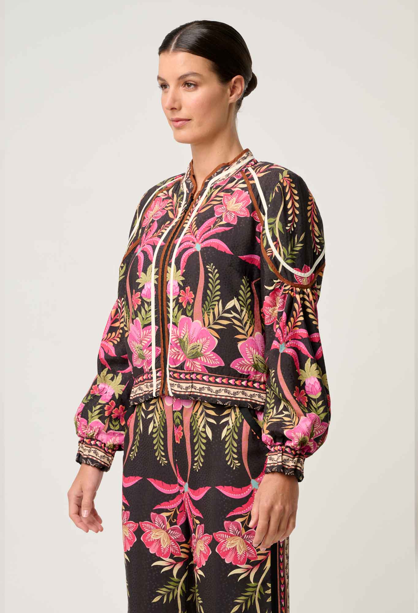 Once Was - Arabella Reversible Viscose Jacket - Anthos Lotos/Black