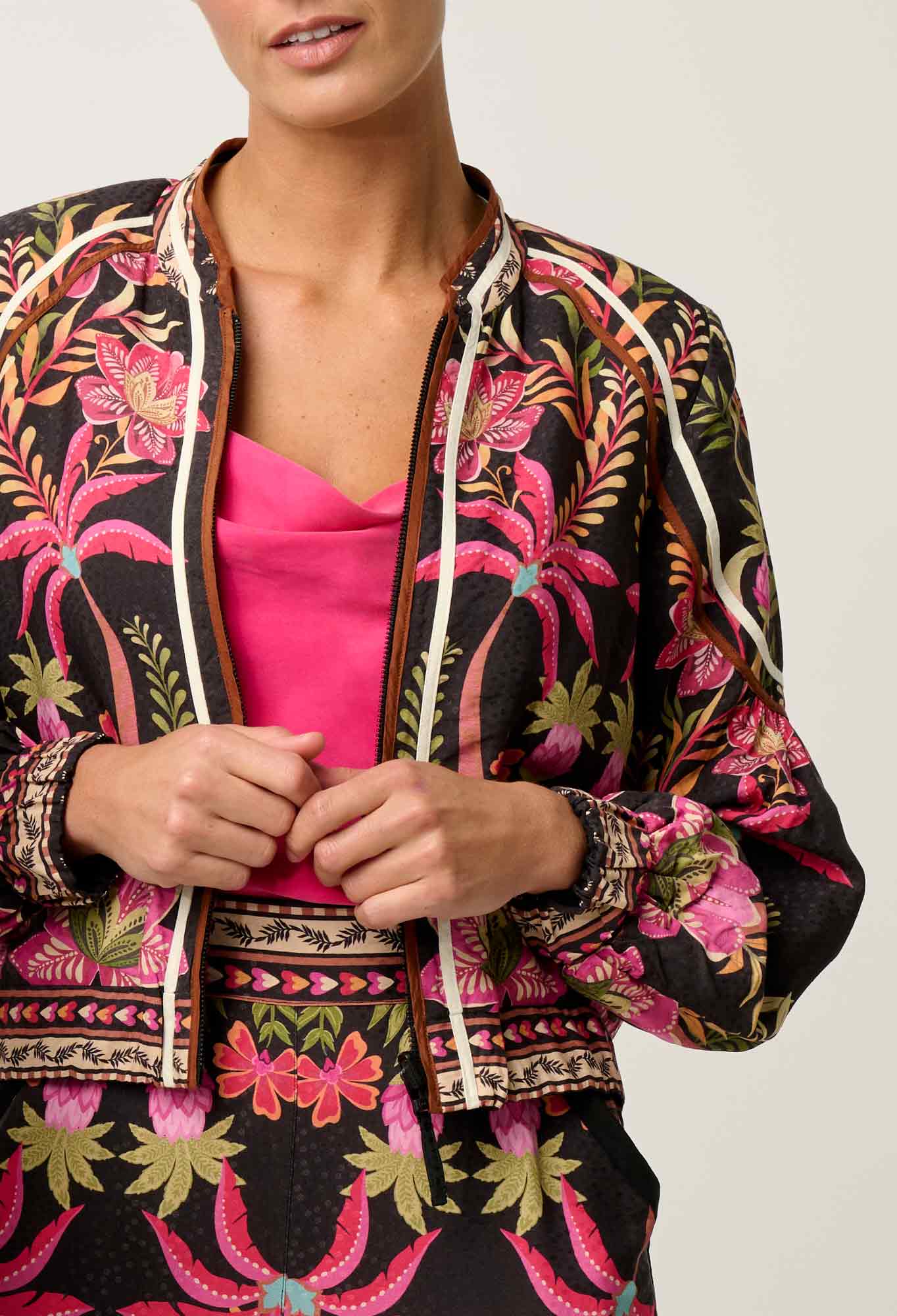 Once Was - Arabella Reversible Viscose Jacket - Anthos Lotos/Black