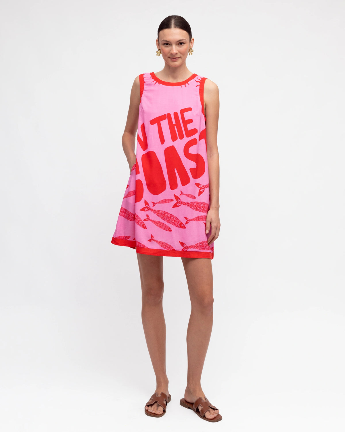 On The Coast Mini Dress- Pink Red