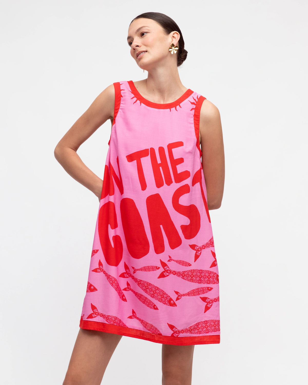 On The Coast Mini Dress- Pink Red