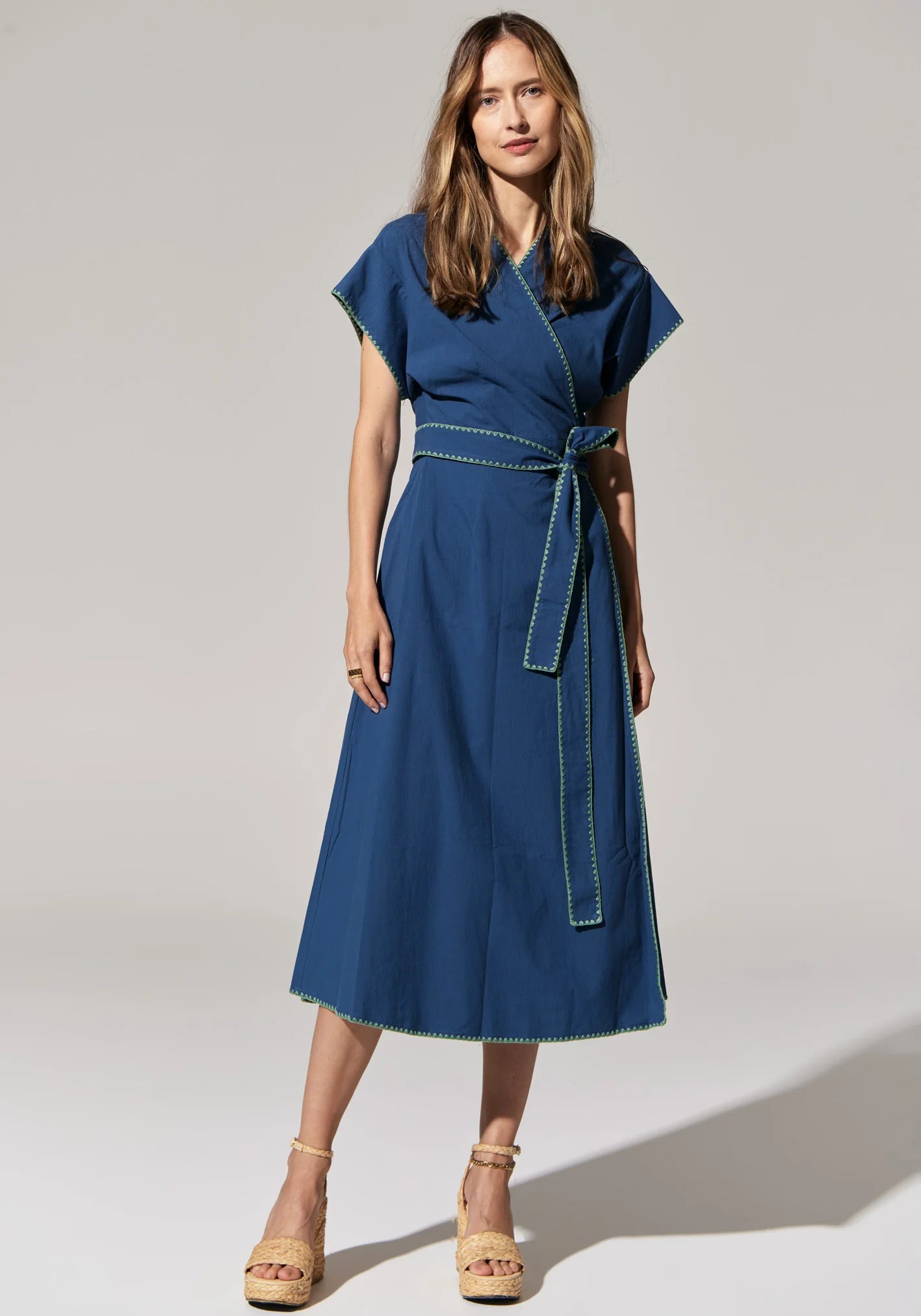 Pol Clothing - Ava Wrap Dress - Blue Green