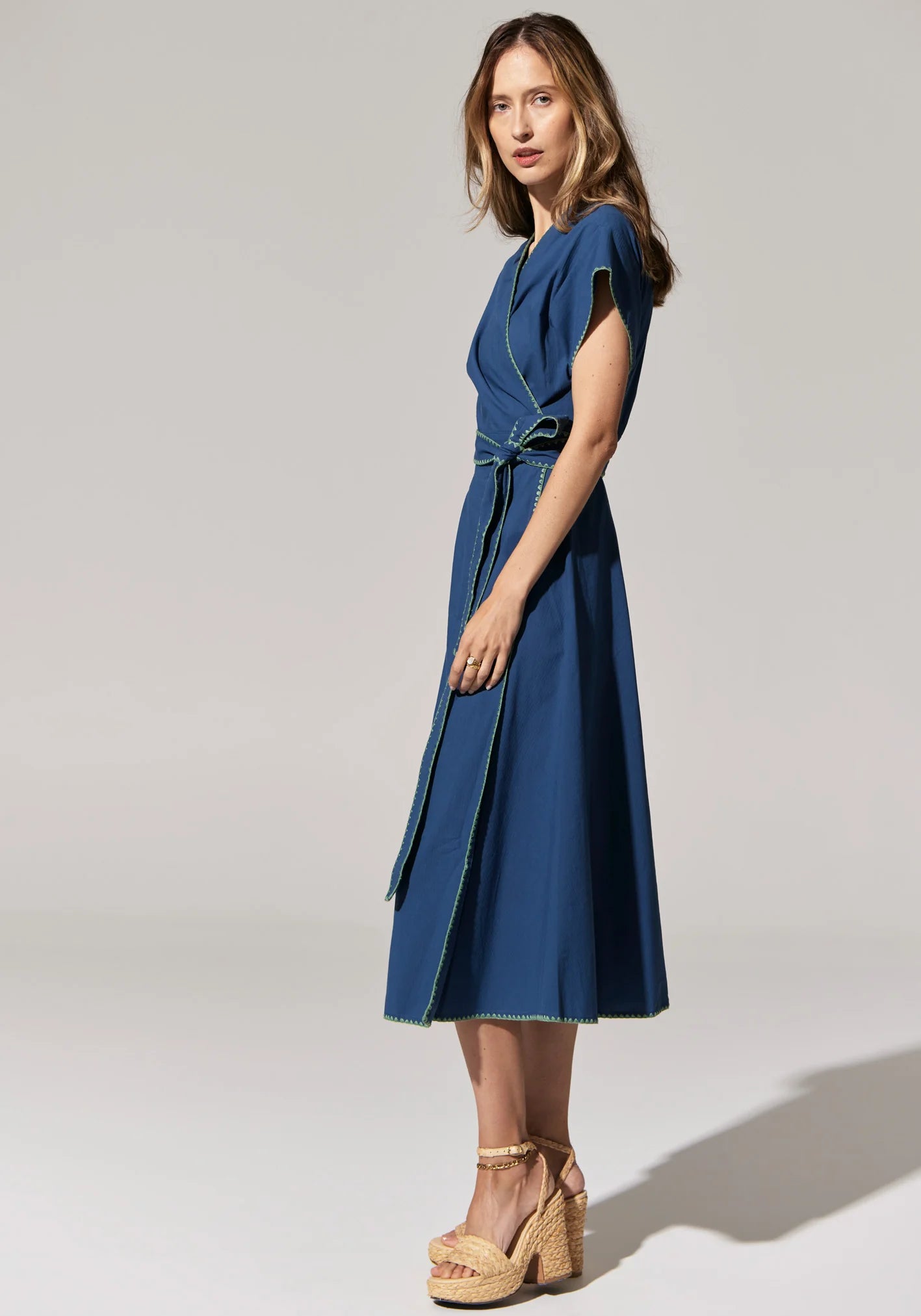 Pol Clothing - Ava Wrap Dress - Blue Green