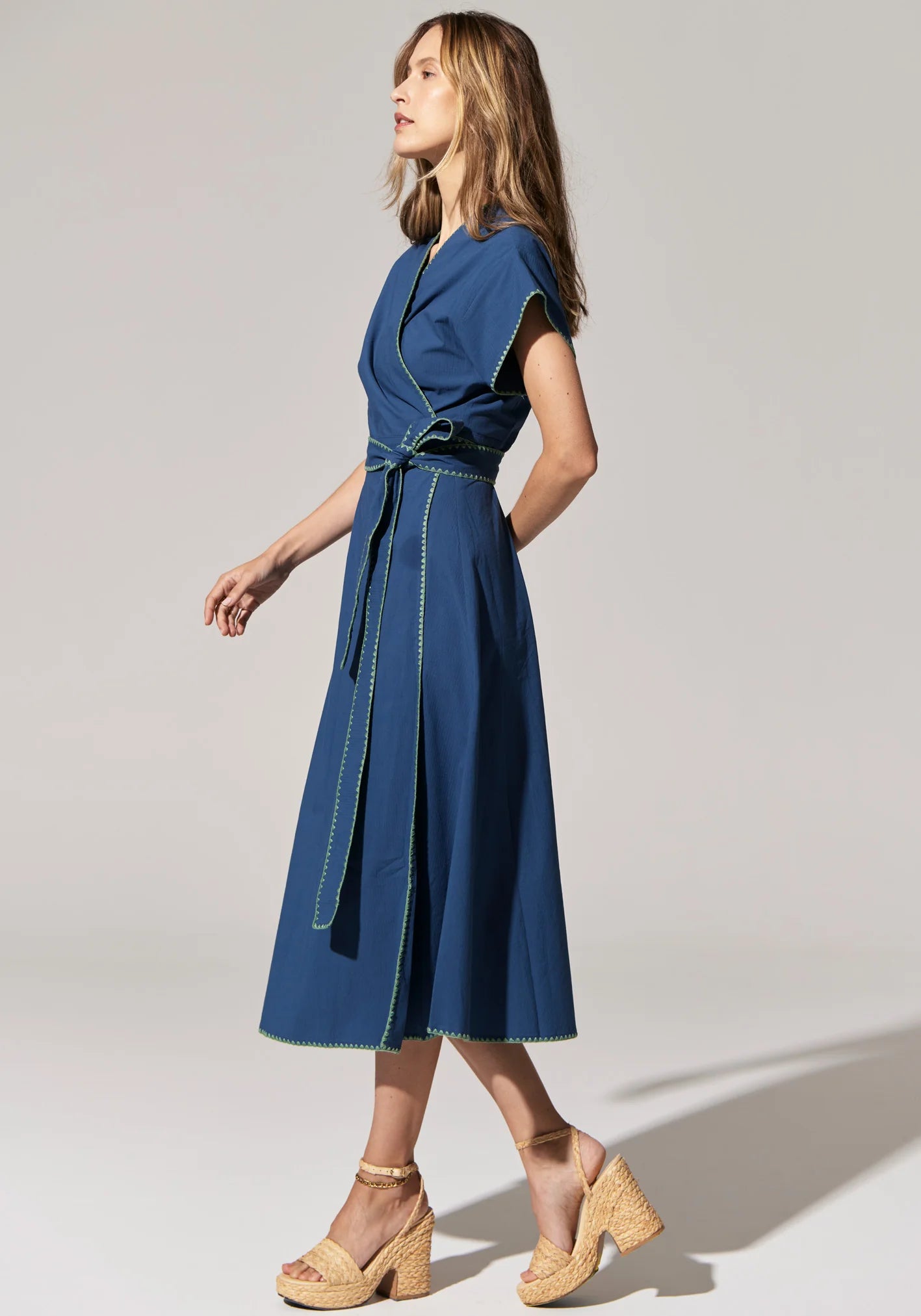 Pol Clothing - Ava Wrap Dress - Blue Green