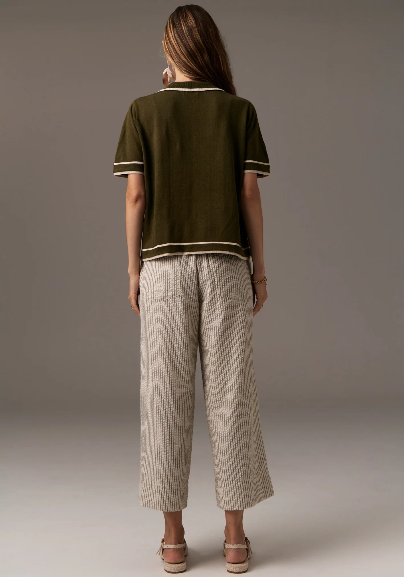 Pol Clothing - Sela Knit Polo - Khaki / Gold