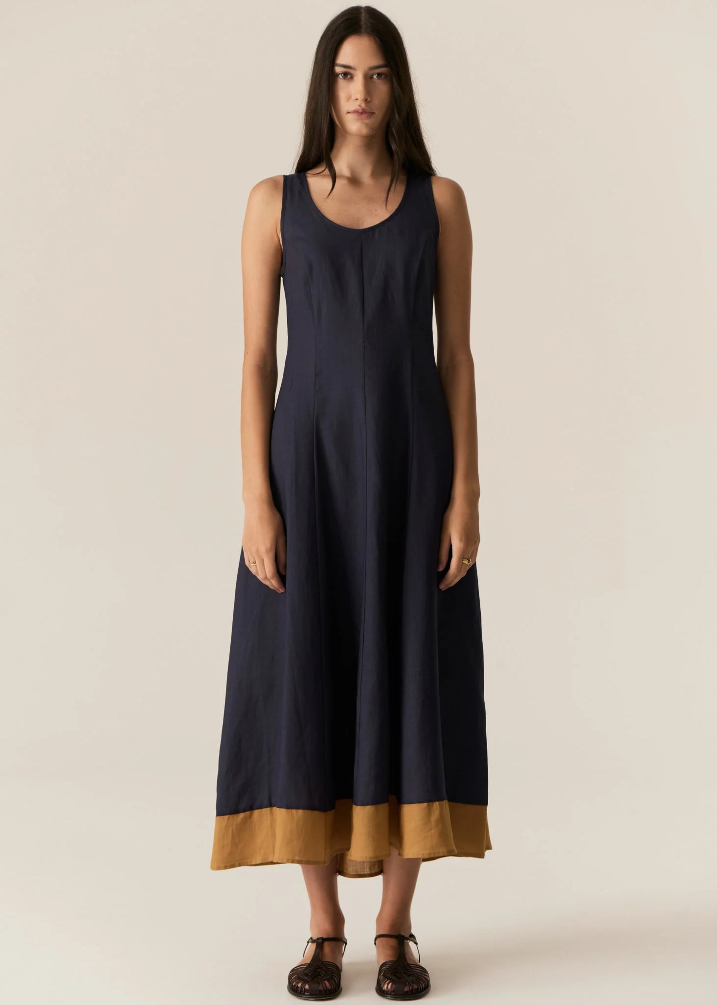 Pol Clothing - Speck Contrast Dress - Ink Ginger