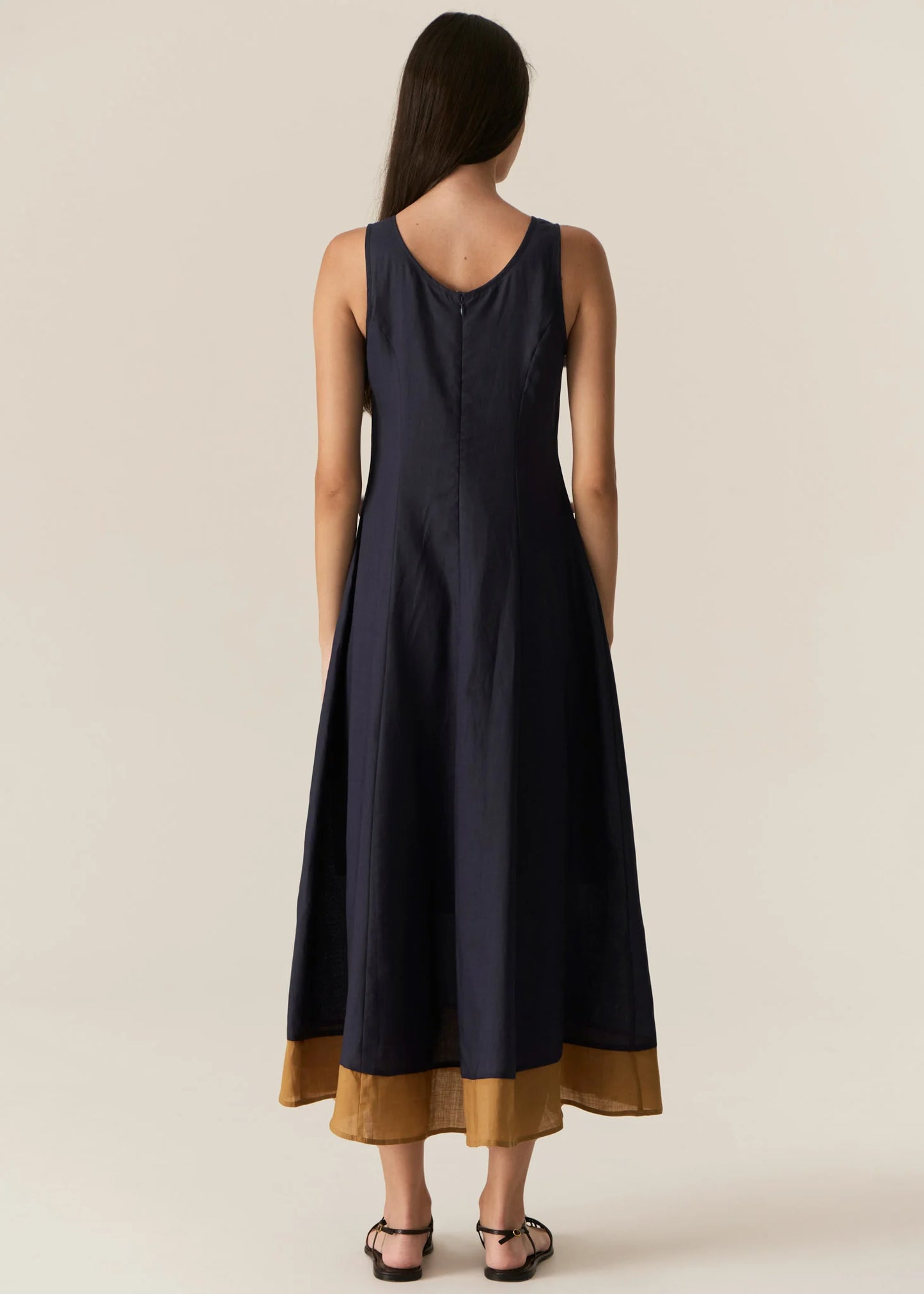 Pol Clothing - Speck Contrast Dress - Ink Ginger