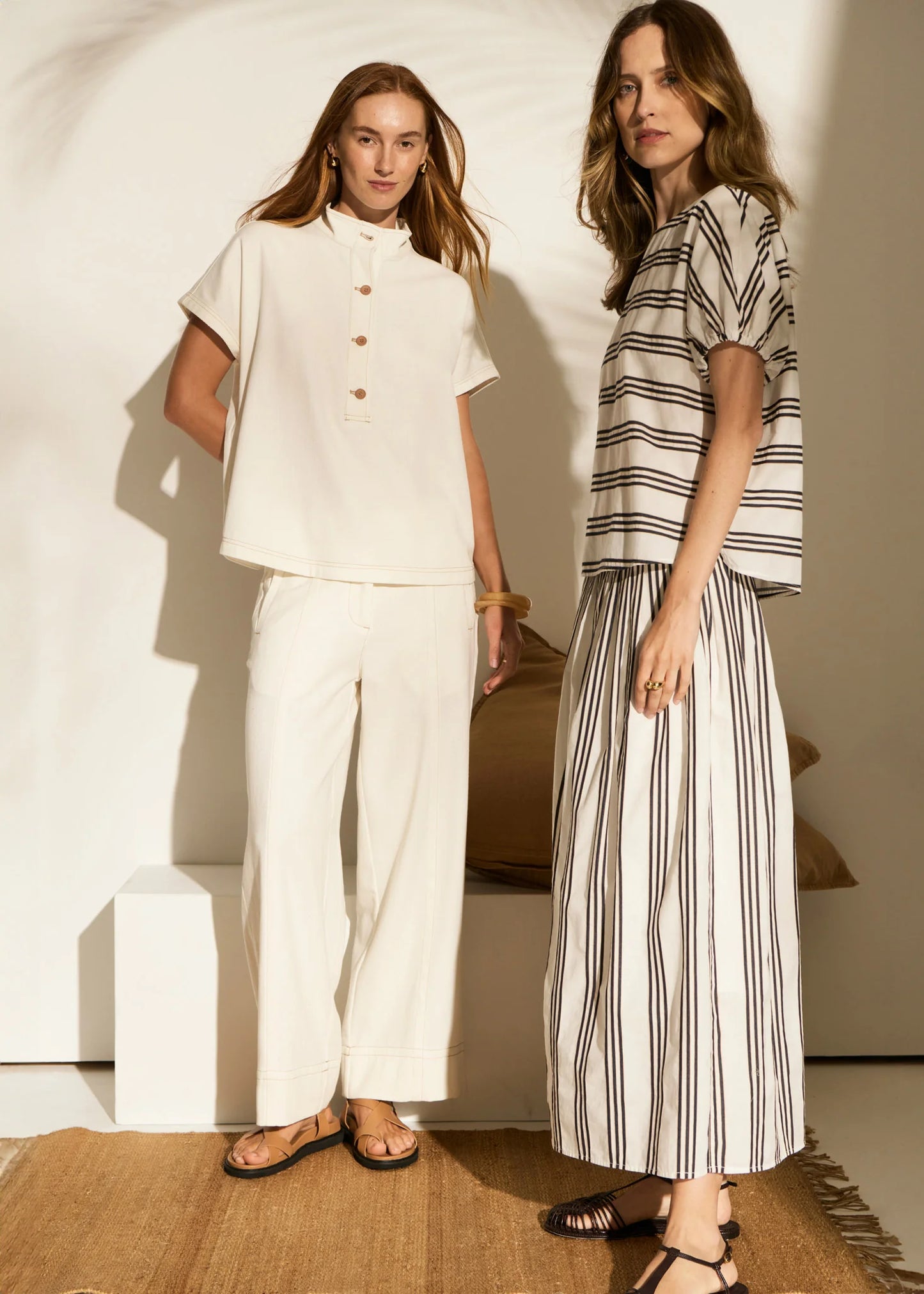Pol Clothing - Parc Pleated Skirt - Ink Stripe