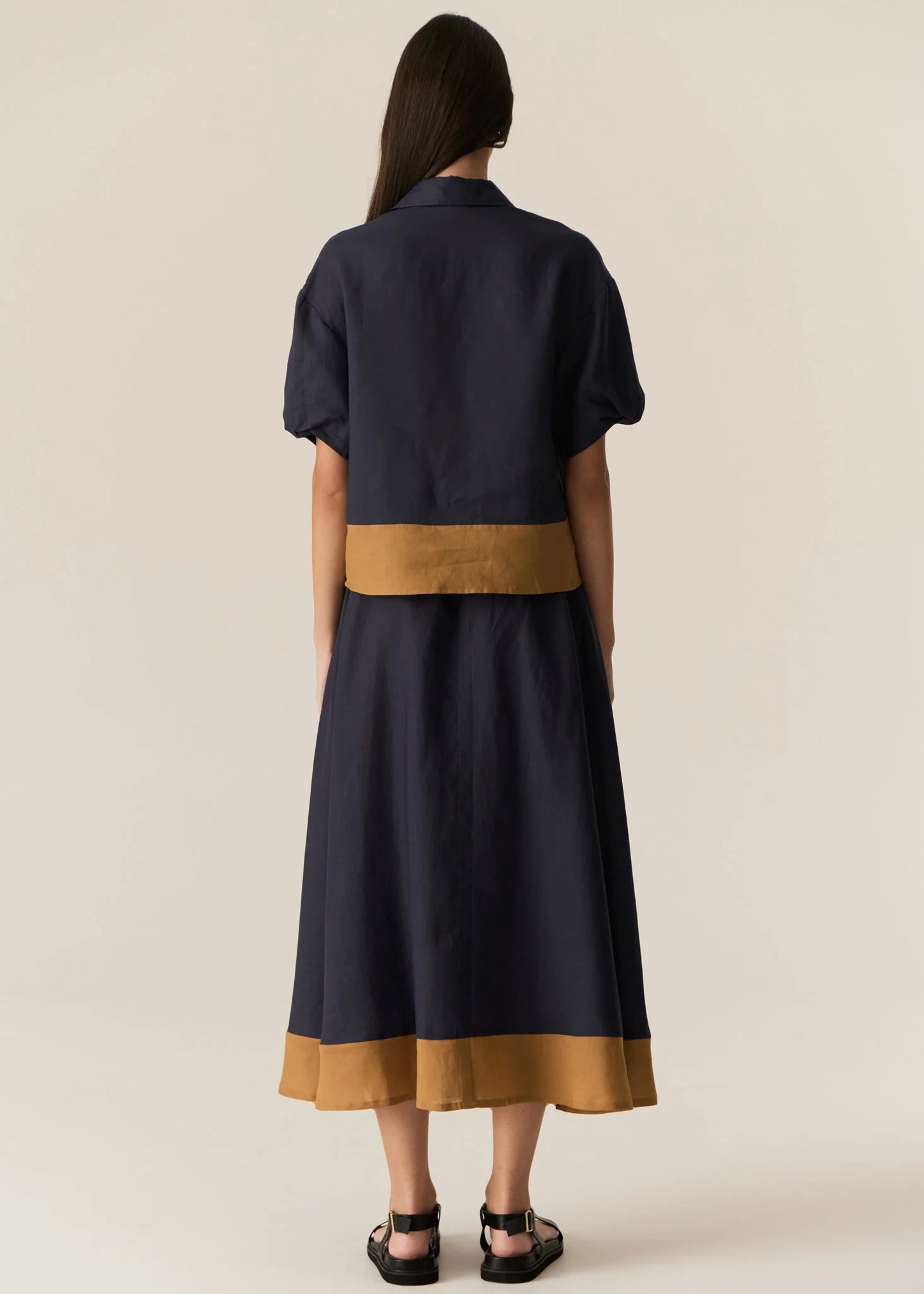 Pol Clothing - Speck Contrast Skirt - Ink Ginger