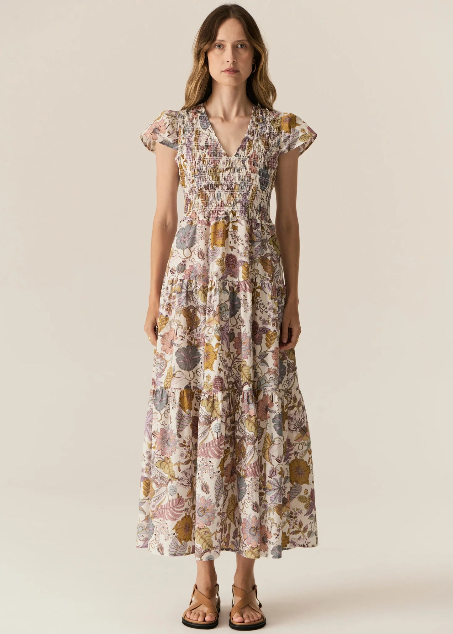 Pol Clothing - Marla Shirred Dress - Marla Print