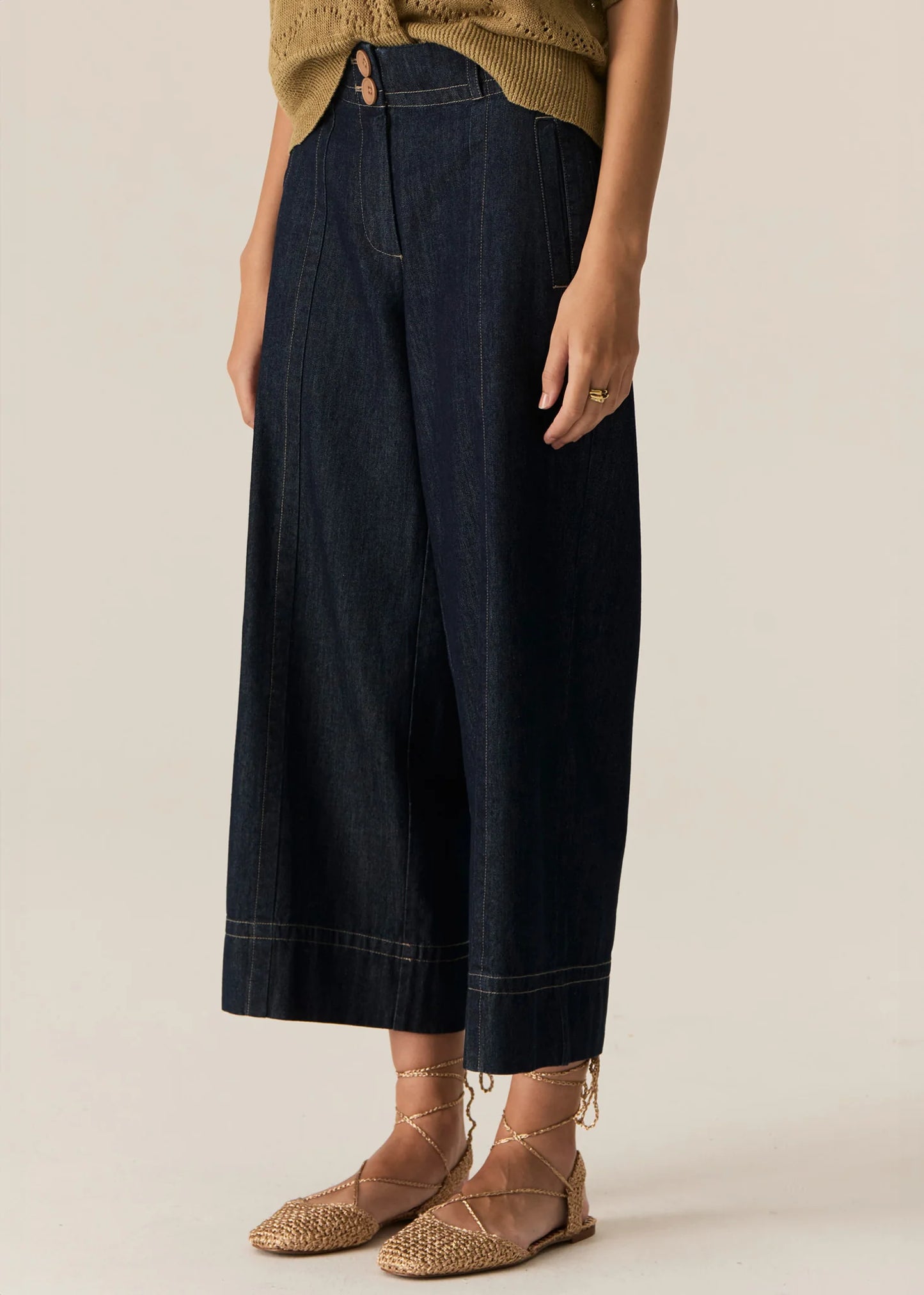 Pol clothing - Carsen Crop Denim Pant - Dark Wash