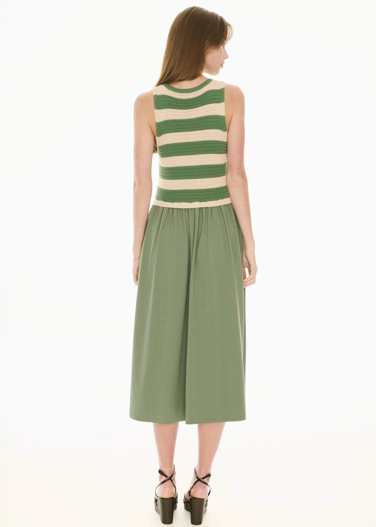 Pol Clothing - Bonde Knit Dress - Green Ivory