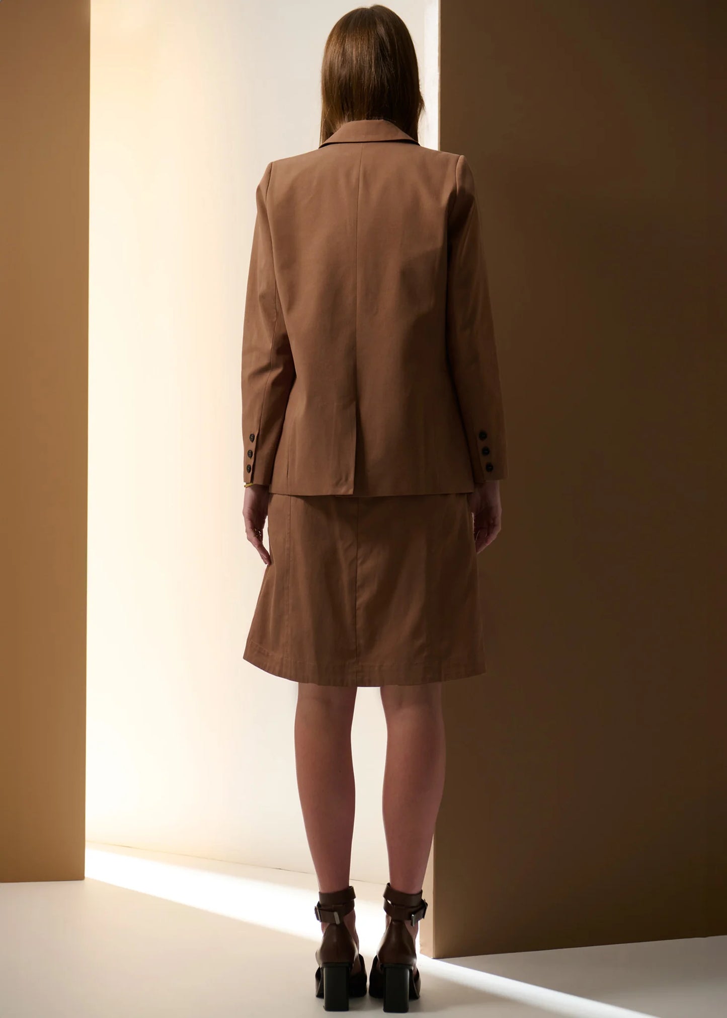 Pol Clothing - Odette Suede Trim Skirt - Chocolate