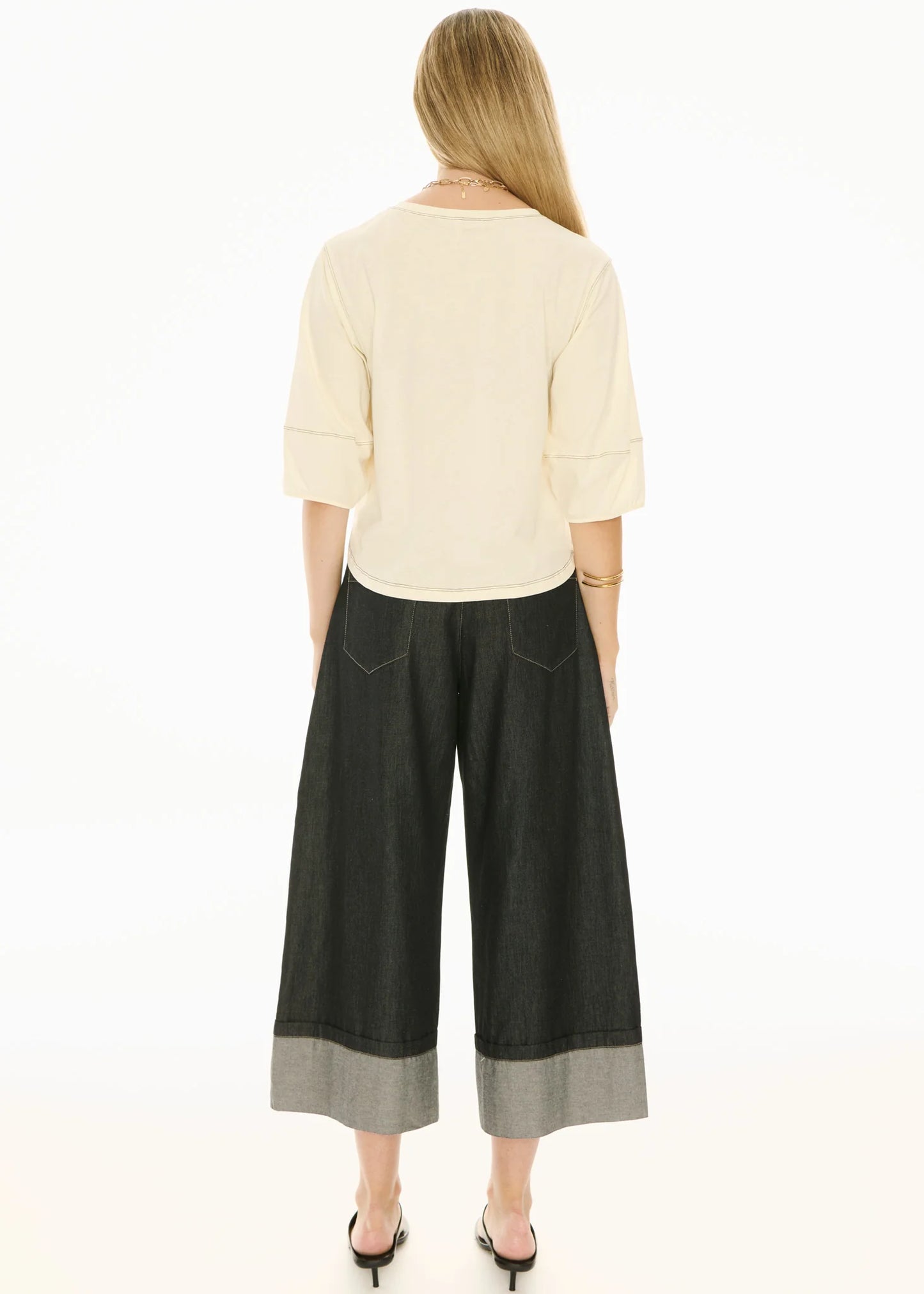 Pol Clothing - Doyle Cuffed Denim Pant - Black