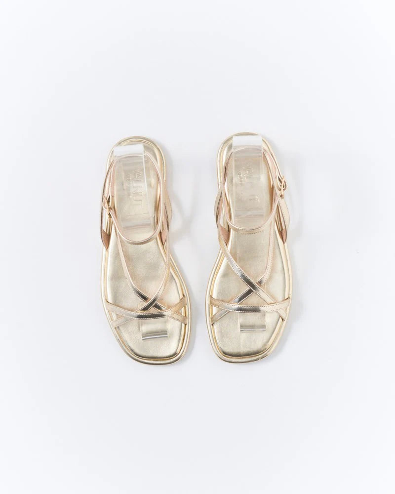 Walnut Melbourne - Ripley Leather Sandal - Soft Gold