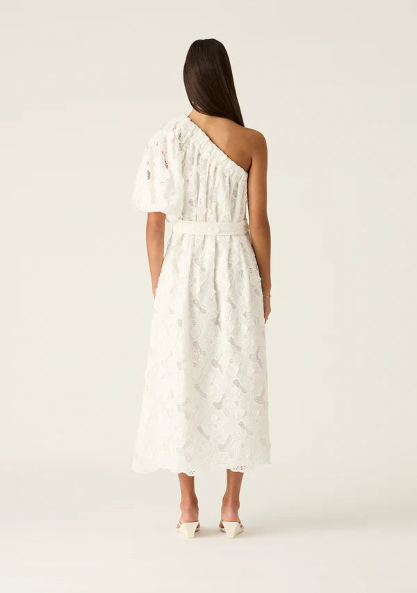 Mos the Label - Luna Embroidery One Shoulder Dress - White