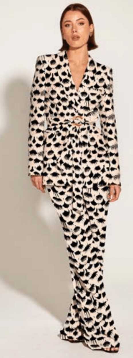 Fate & Becker - Fancy Like Wide Leg Elastic High Waist Pant - Black/White Fan