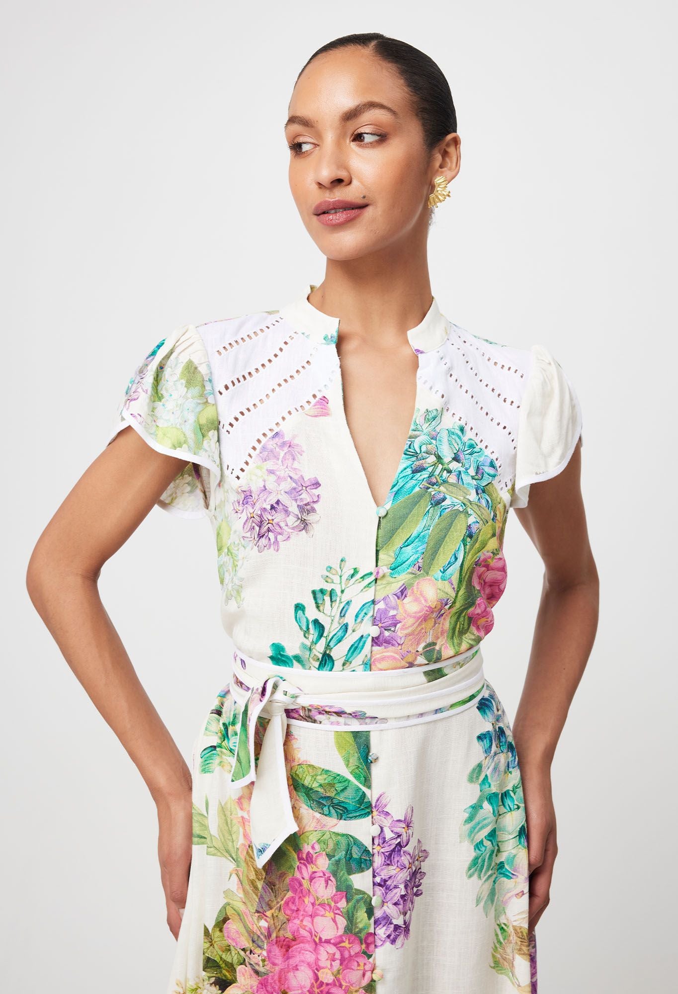 Once Was - Cristina Linen Viscose Dress - Wisteria Alba