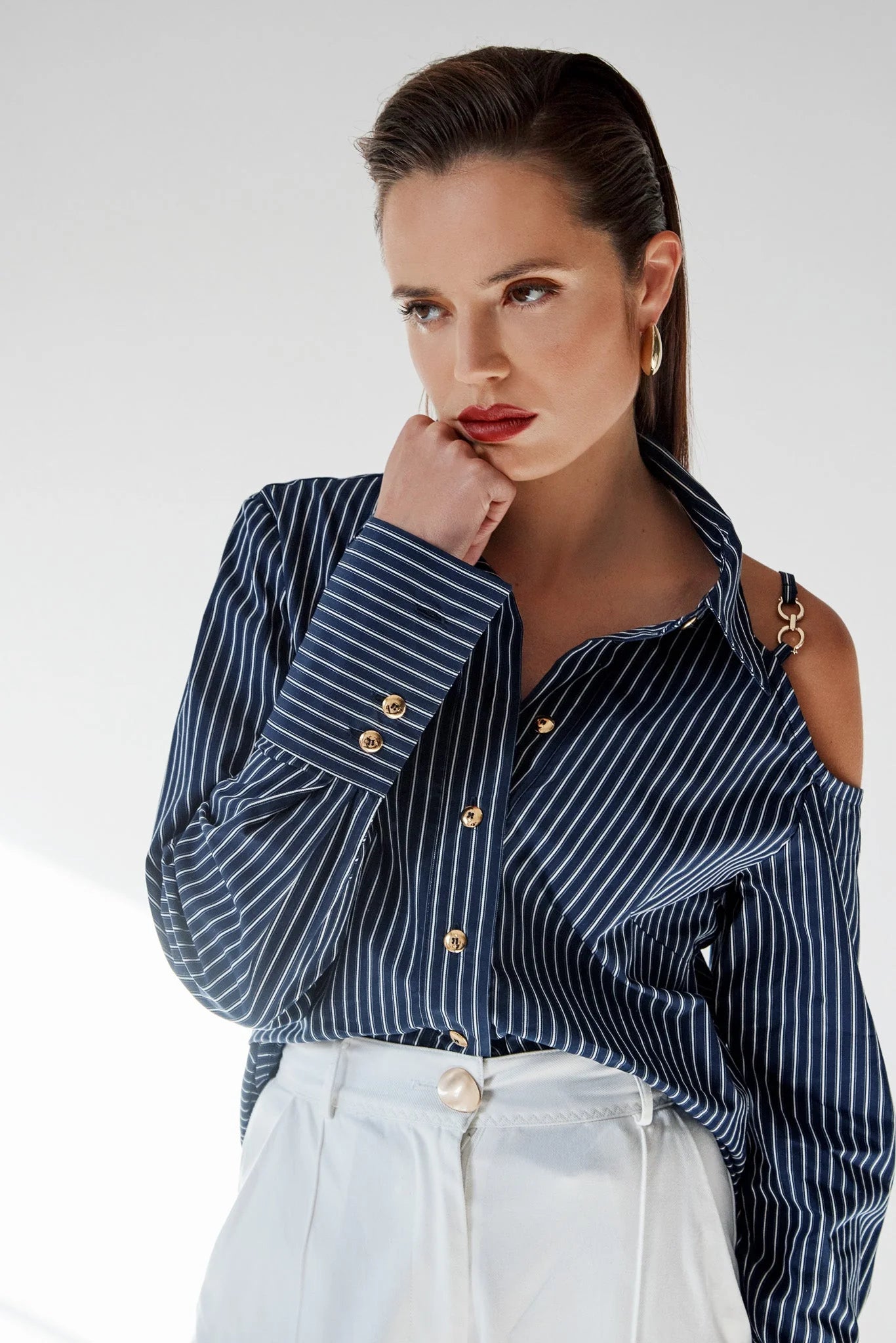 Realm Origin - Mariner Shirt - Navy White Stripe