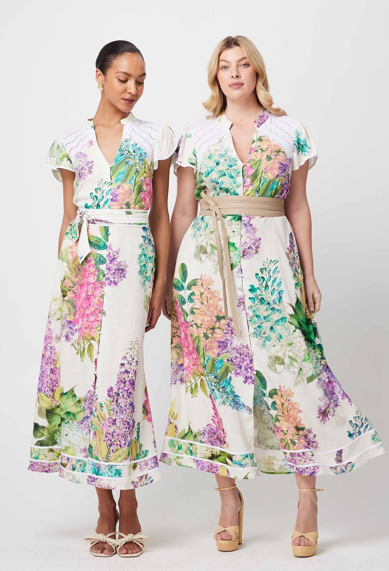 Once Was - Cristina Linen Viscose Dress - Wisteria Alba