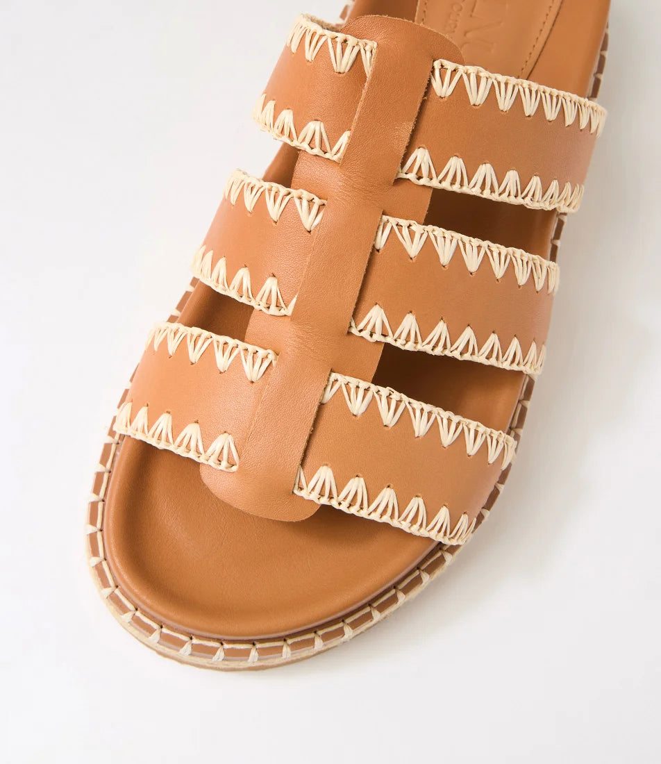 Walnut Melbourne - Iva Leather Slide - Coconut Tan
