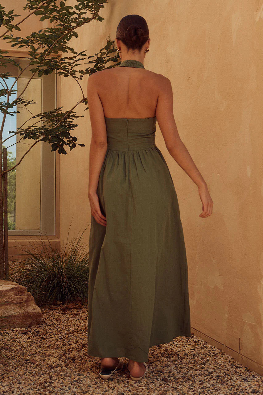 Locklea Long Midi Dress - Khaki