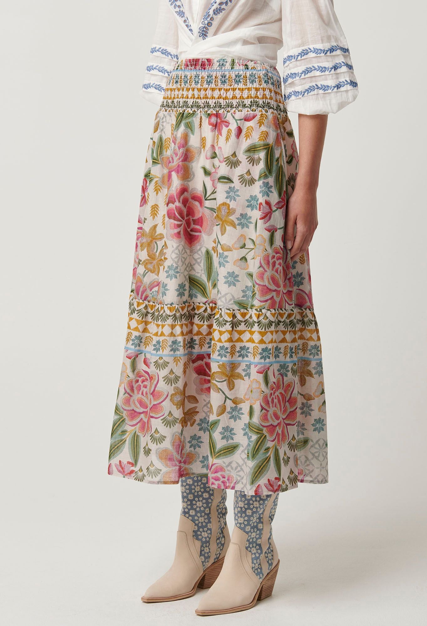 Once Was - Cordelia Cotton Slub Skirt - Azalea Fields