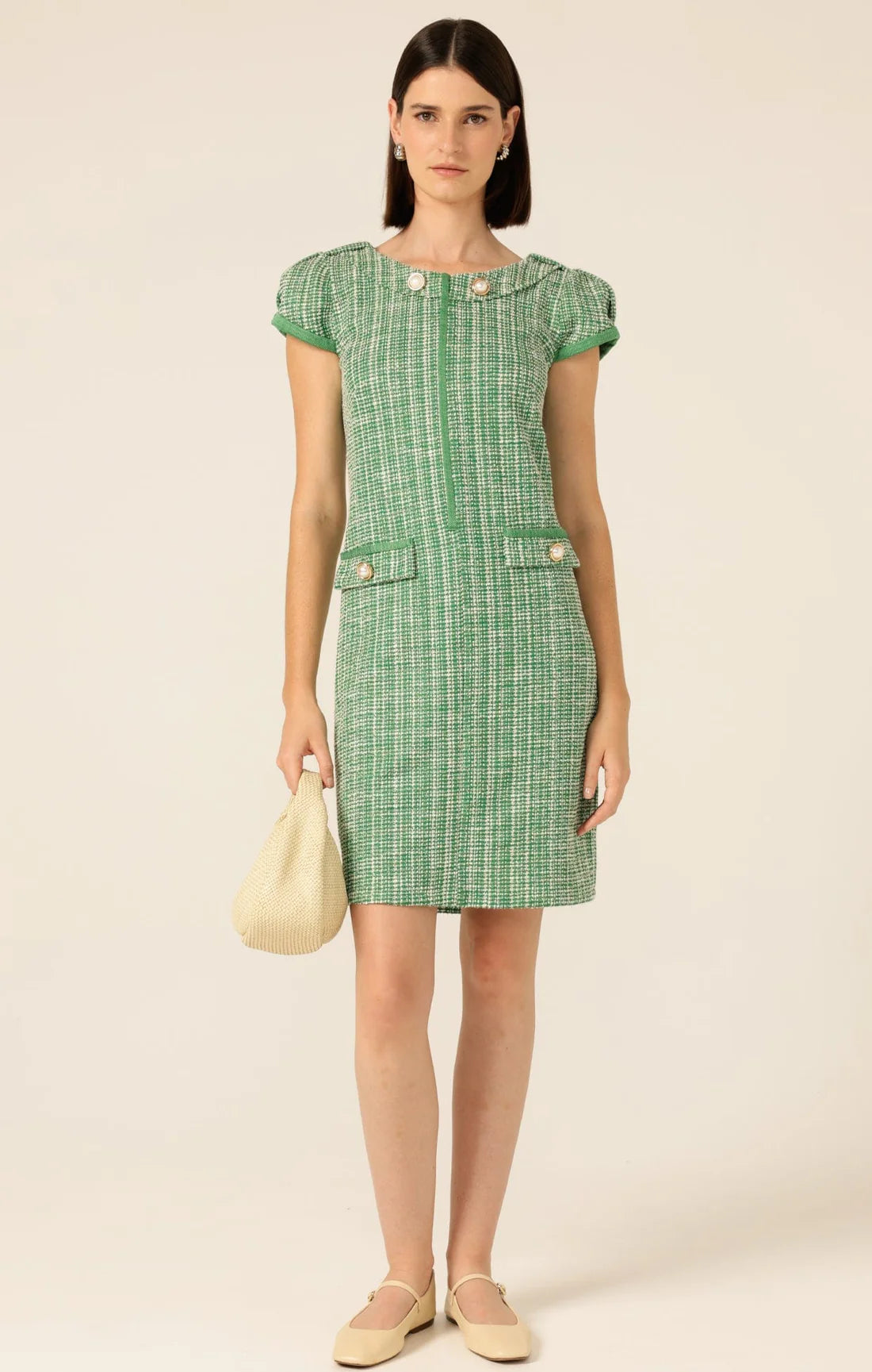 Sacha Drake - Dewdrop Lane Shift Dress - Green Ivory Tweed