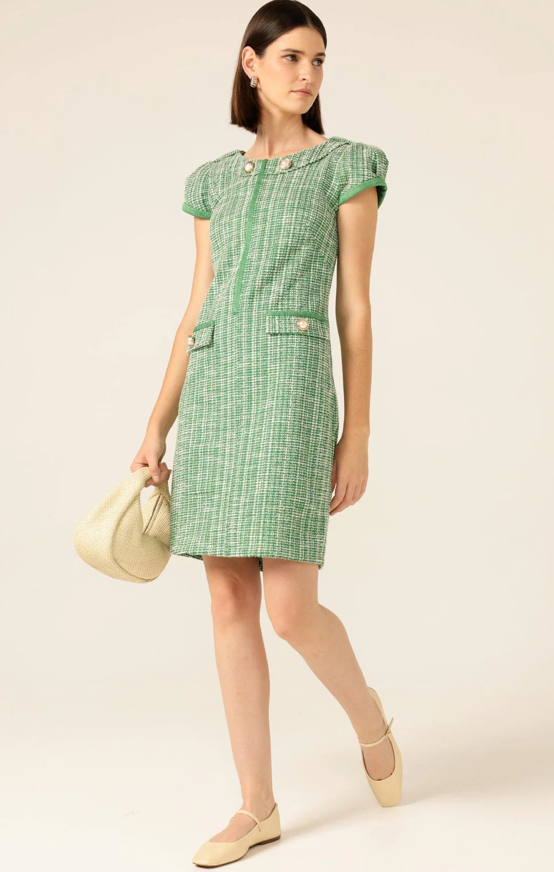 Sacha Drake - Dewdrop Lane Shift Dress - Green Ivory Tweed