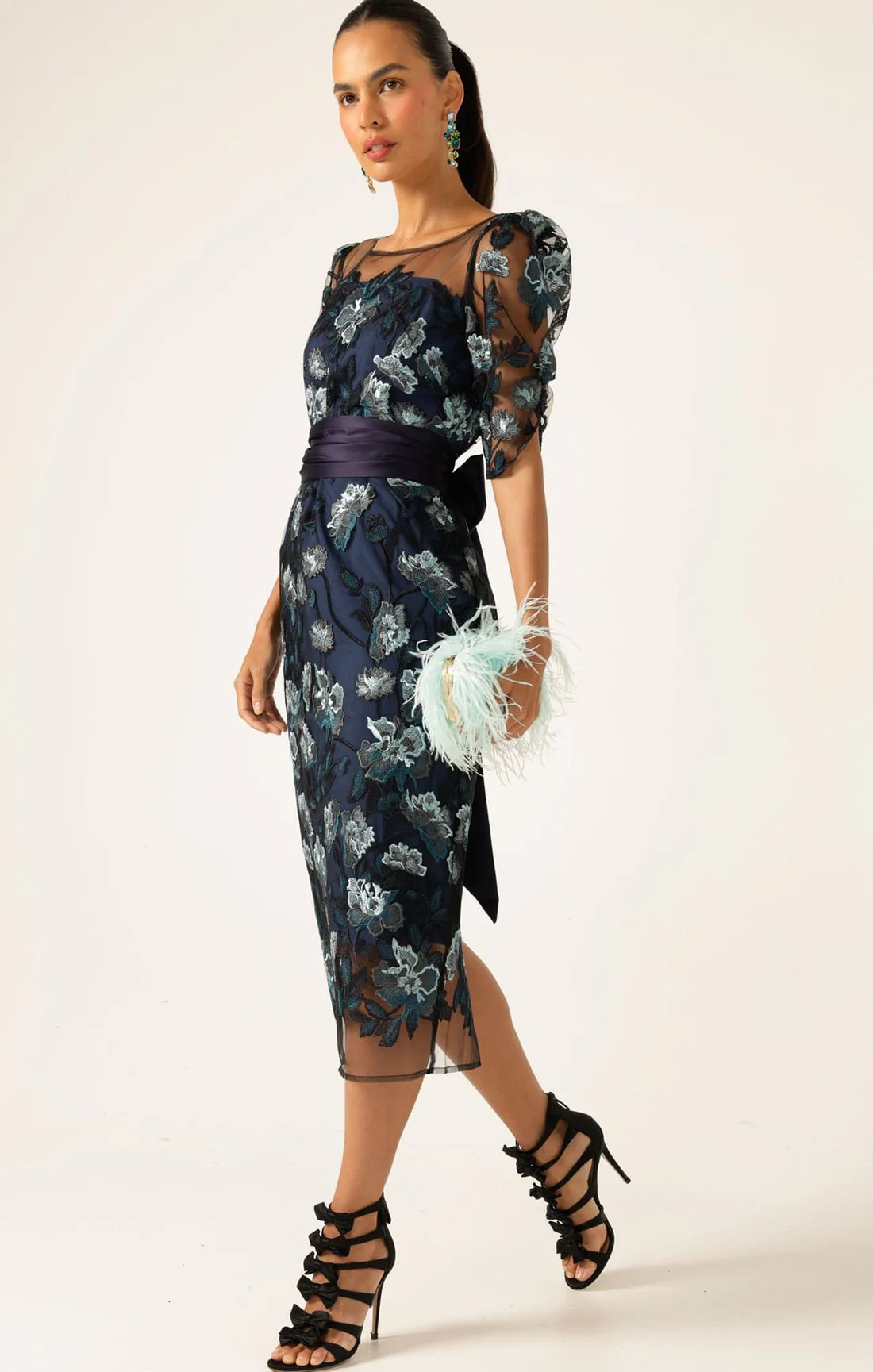 Sacha Drake - Portal Palace Dress - Midnight Teal Aqua Lace