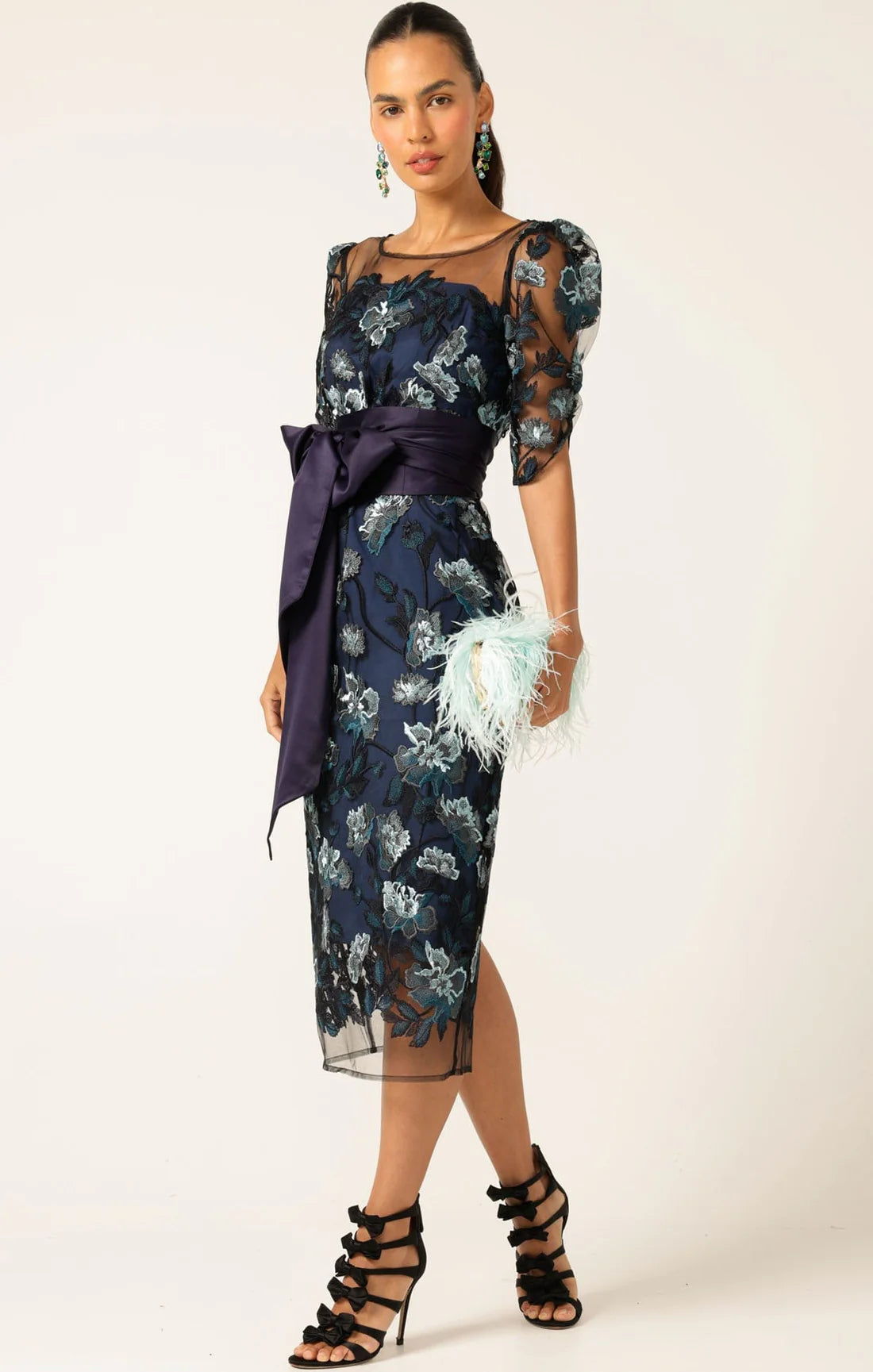 Sacha Drake - Portal Palace Dress - Midnight Teal Aqua Lace