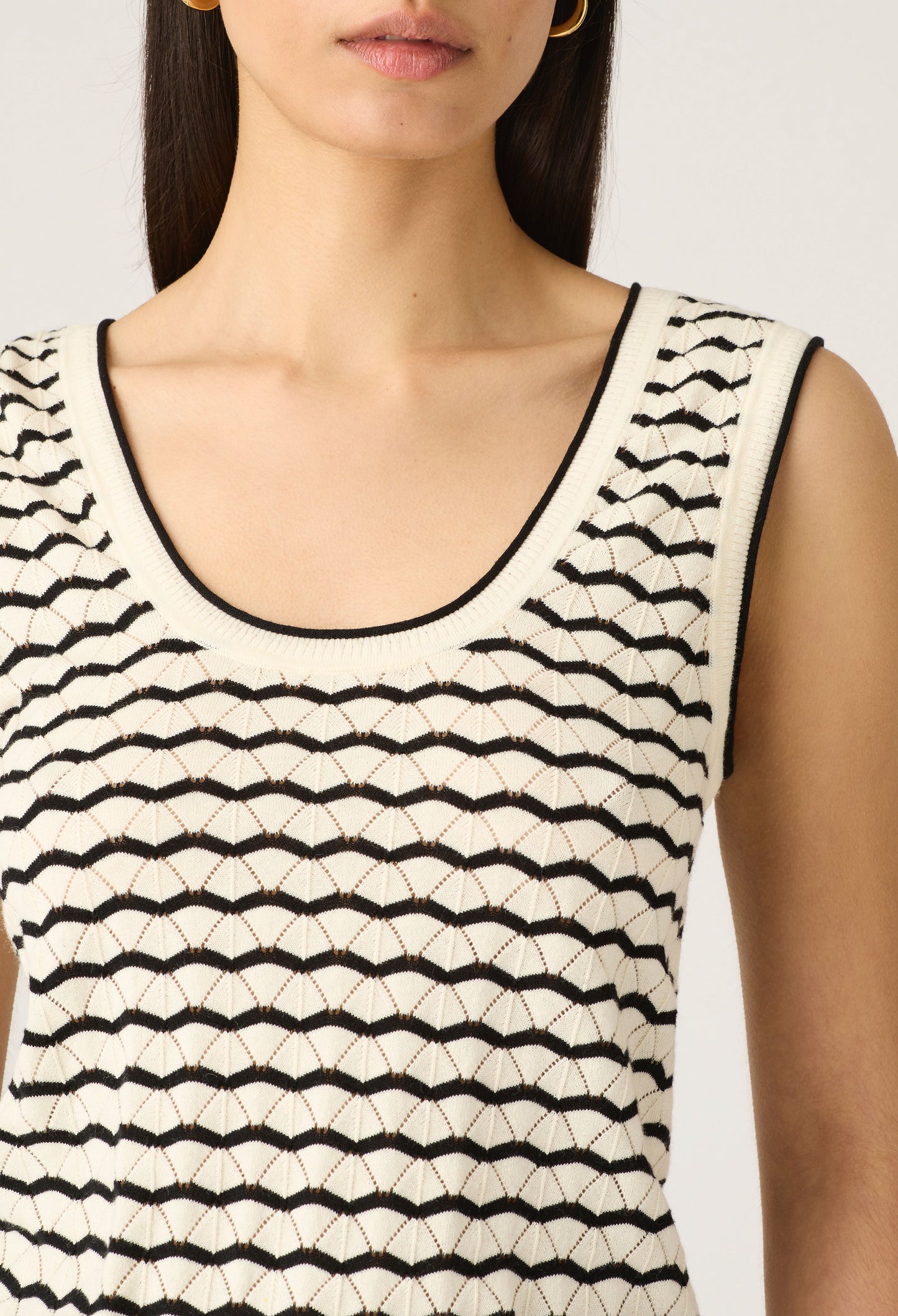 Mos the Label - Elara Knit Tank Top - Black White Stripe